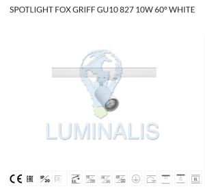 Reflektor FOX GRIFF WHITE z gniazdem GU-10 